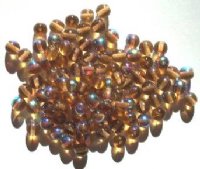 100 6mm Transparent Smoke Topaz AB Round Glass Beads